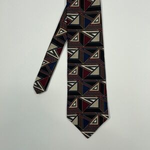 Zylos George Machado Multicolor Geometric Silk Necktie Mens OS